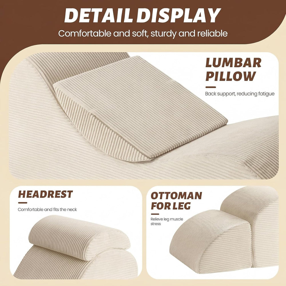Yoga Chair Lounge for Adult, Ergonomic Foam Chaise Lounge Chair Indoor with S...