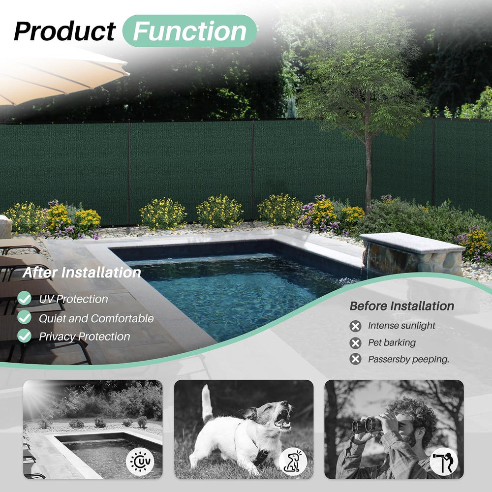 SunnyRoyal 5' x 24' Privacy Fence Screen Panel with Iron Poles Freest...