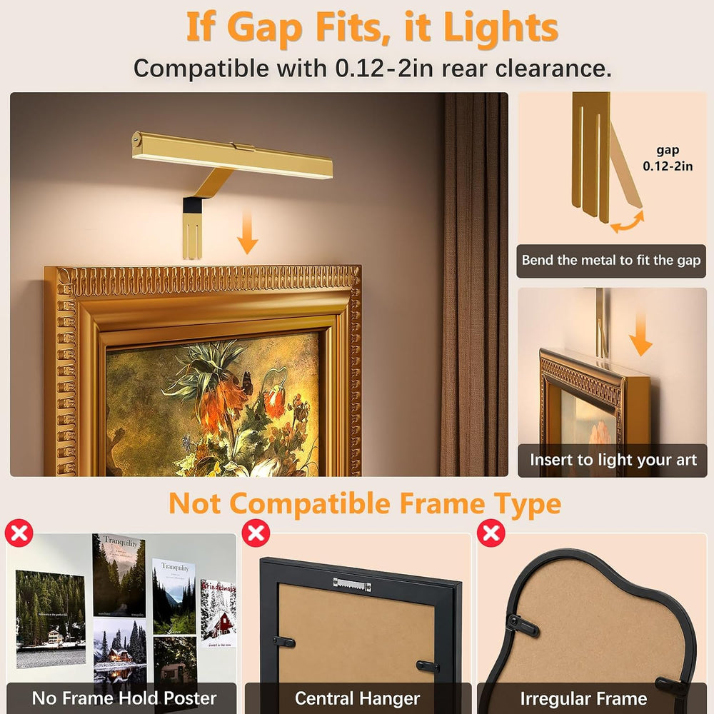 Innovative Insert-Type Picture Light, No-Drill Magnetic Mount