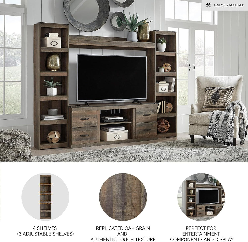 Signature Design by Ashley Trinell Media Pier, 72-Inch Rustic Bookcase