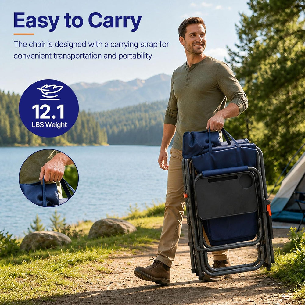 Suteck Camping Directors Chair with Side Table, Folding Chairs, Blue