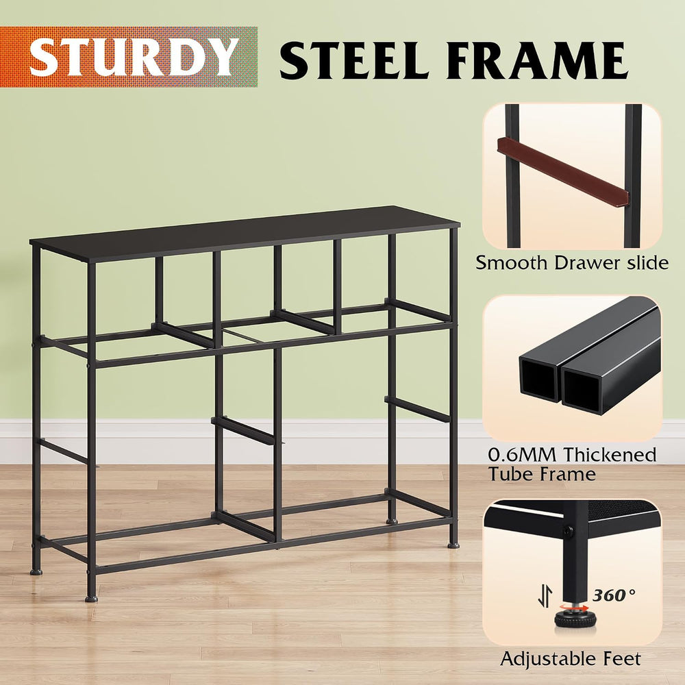 WLIVE Dresser for Bedroom, 7 Drawers, TV Stand, Black