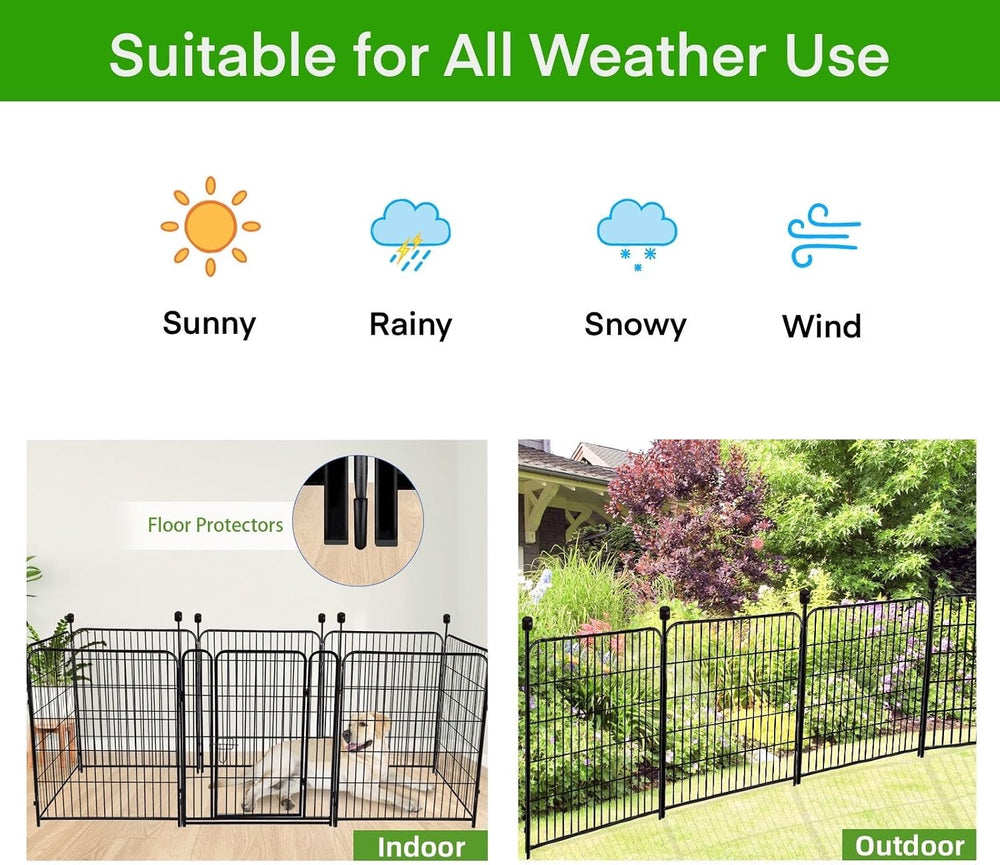 ADAVIN 10 Panels Dog Fence Outdoor for Yard, 54in Tall Garden Fence