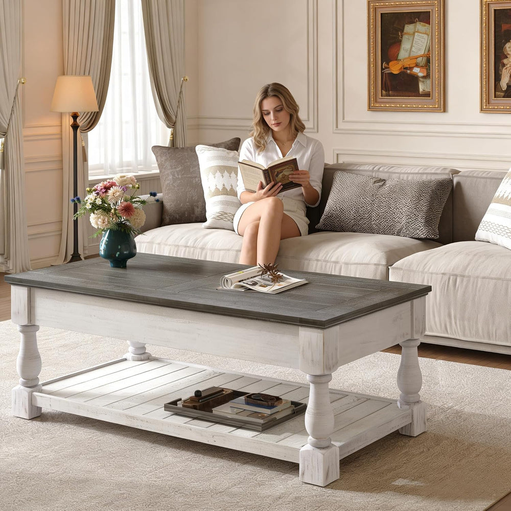 Henf Lift Top Coffee Table with Storage,47.24" Solid Wood Coffee Tables ...