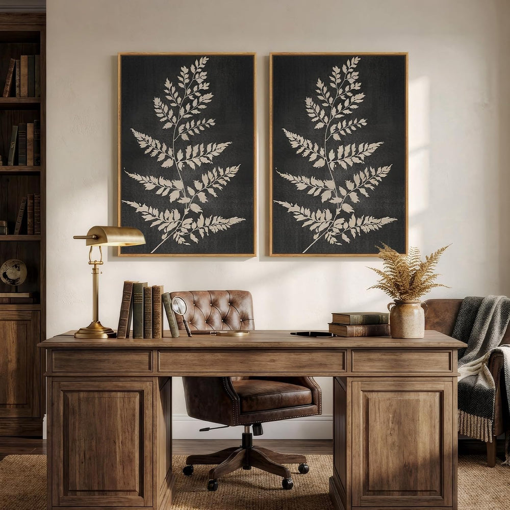 Large Framed Rustic Vintage Botanical Wall Art for Living Room, 24x36 Inch