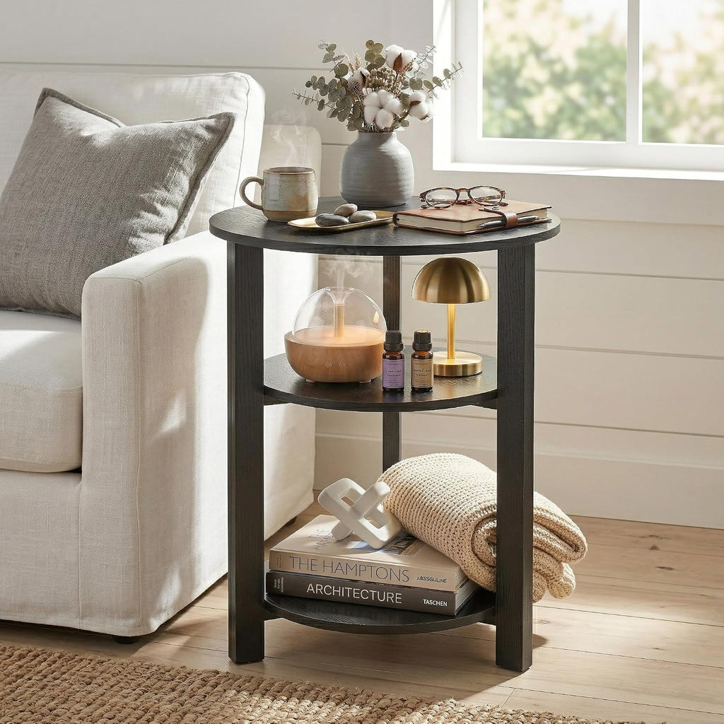Farmhouse 3-Tier Round Side Table,Modern Couch Accent Table