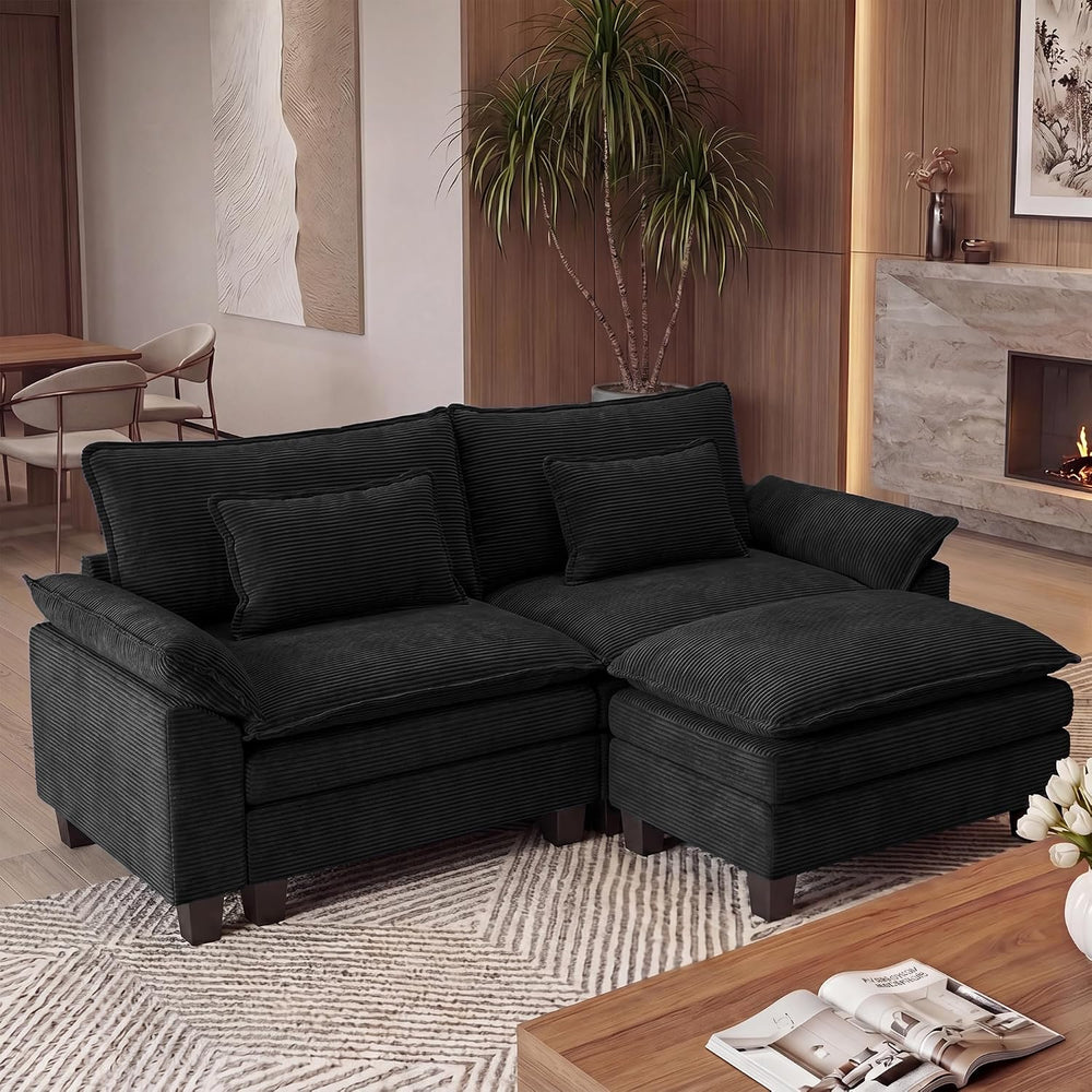 URRED Oversized Modular Sectional Sofa，Solid Black：87" L Shaped