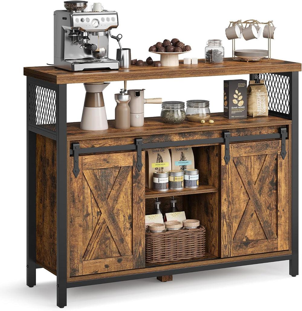 VASAGLE Buffet Cabinet, Coffee Bar with 2 Sliding Barn Doors