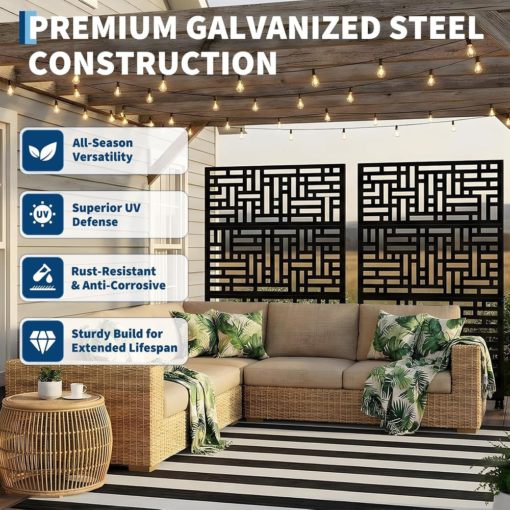 Garvee Metal Privacy Screen Outdoor, 72"h×47"w Balcony Patio Privac...