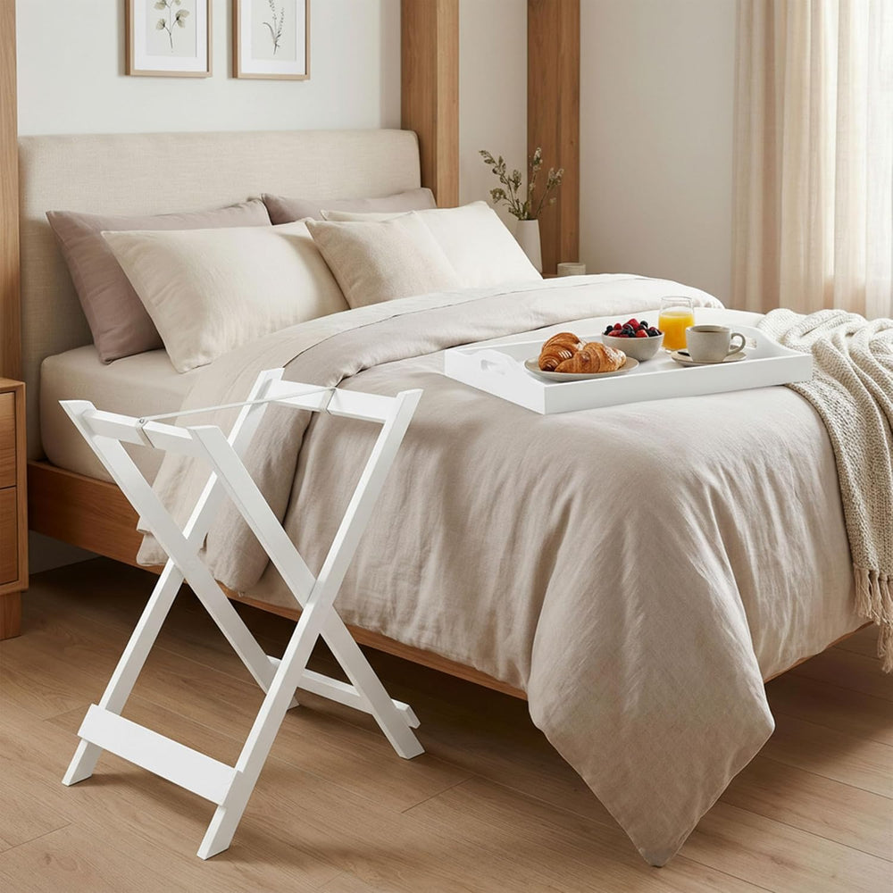 Lavish Home Folding TV Tray Table with Removable Tray Top, White, 22 Inch