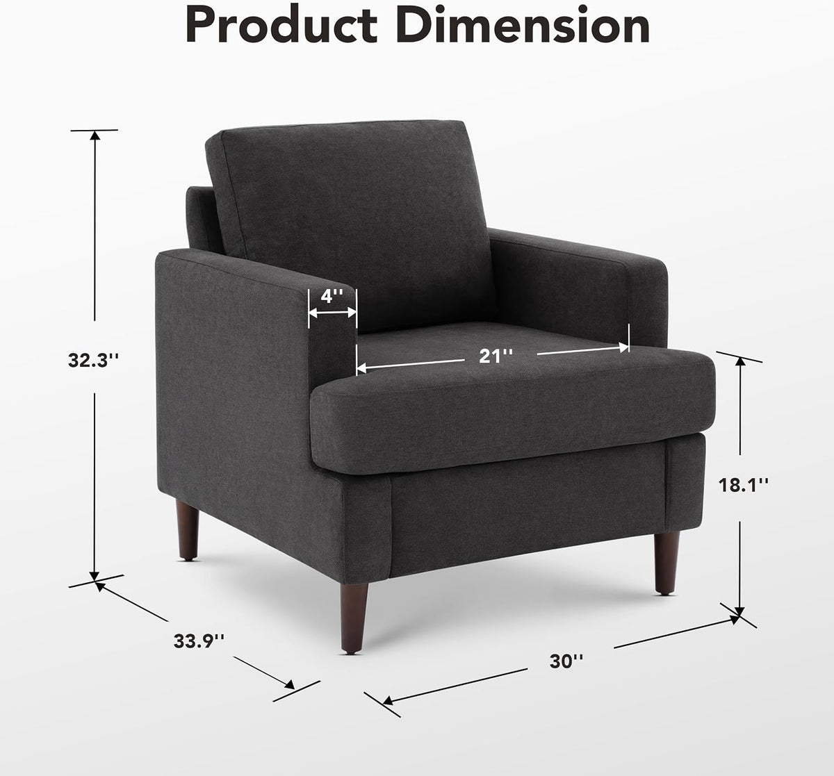 weture mid-century accent chair, dark grey armchair living shown in use
