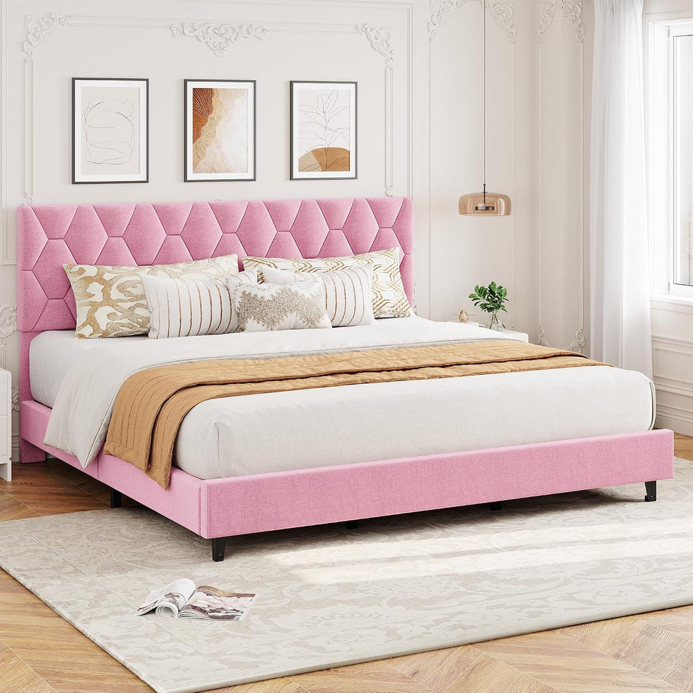 GAOMON King Size Platform Bed Frame with Adjustable Upholstered Headboard