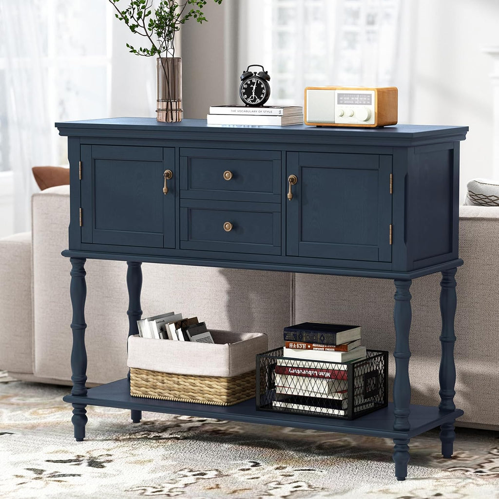 ARTPOWER Console Table with 2 Drawers, Retro Entryway Table with 2 Door