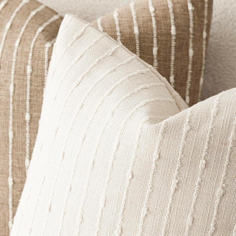 Foindtower Decorative Striped Boucle Throw Pillow Covers 22x22 Cream White