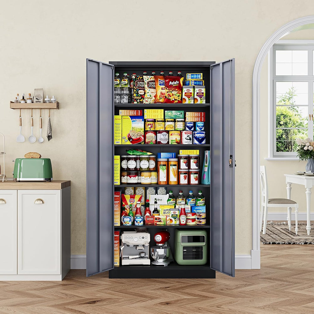 Letaya Metal Garage Storage Cabinets with Lock Door and Adjustable Shelves, S...