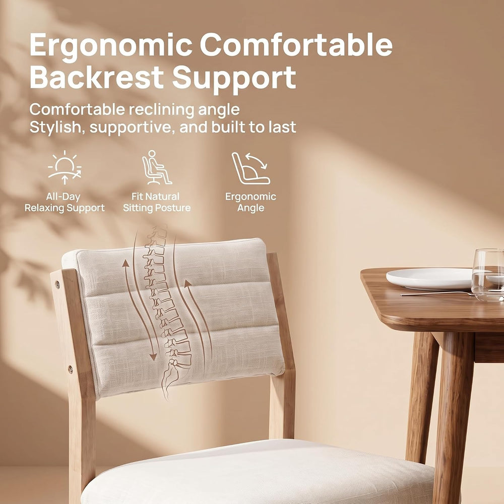 RIVOVA Linen Dining Chairs Set of 6, Comfortable Upholstered Kitchen Chairs w...