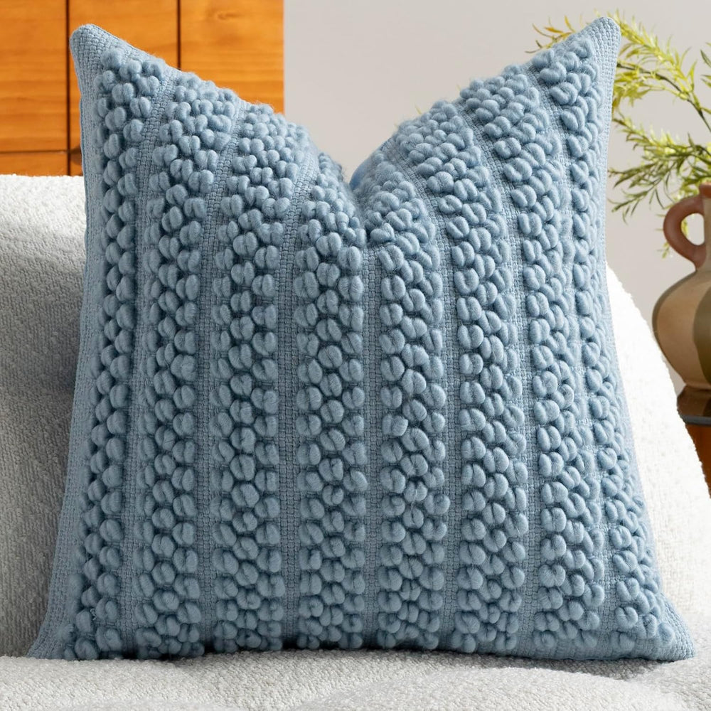 DEZENE Wool Boucle Throw Pillow Cover Premium Chic Accents Square Textured De...