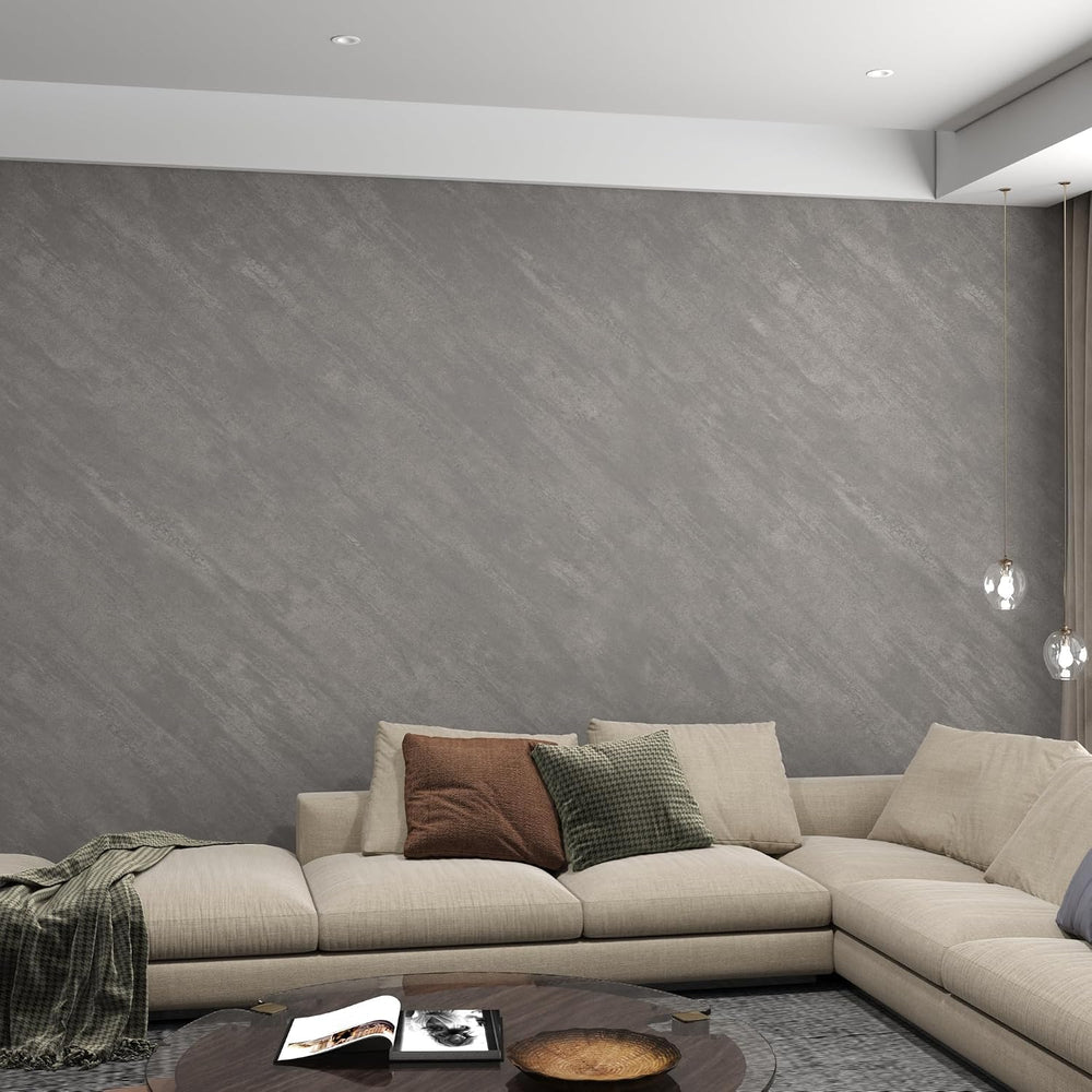 3yecao 16"×591" Large Size Grey Concrete Wallpaper Peel and Stick 3...