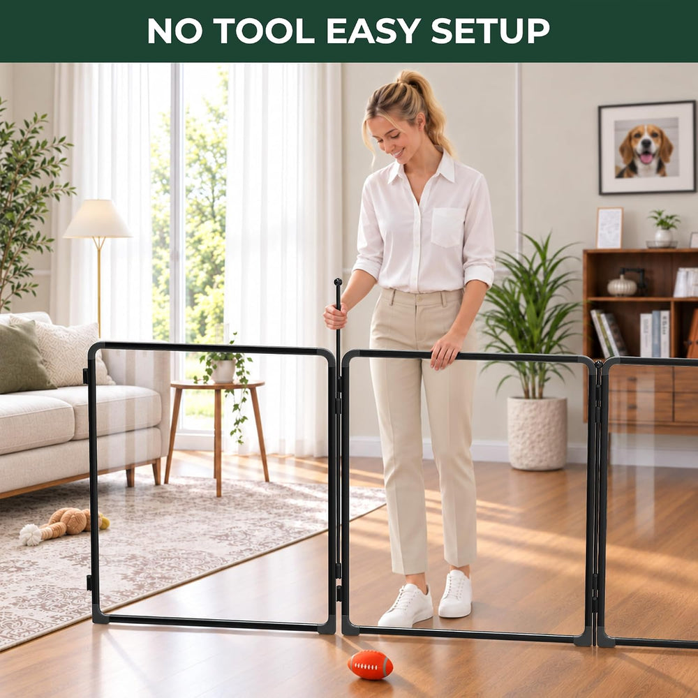 FXW AuraSpace Pro Clear Acrylic Indoor Dog Playpen, 32" H, 8 Panels