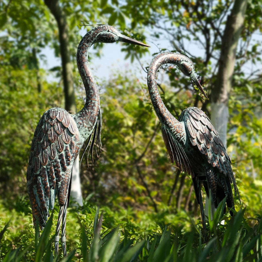Kircust Garden Crane Statues Metal Heron Outdoor Statue 46 Inch