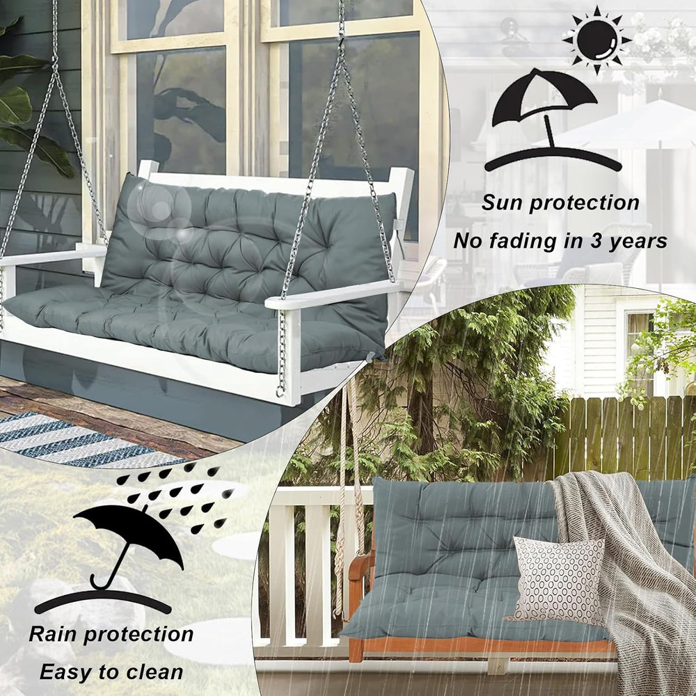 Outdoor Swing Cushions Waterproof, Light Gray, 40×60in