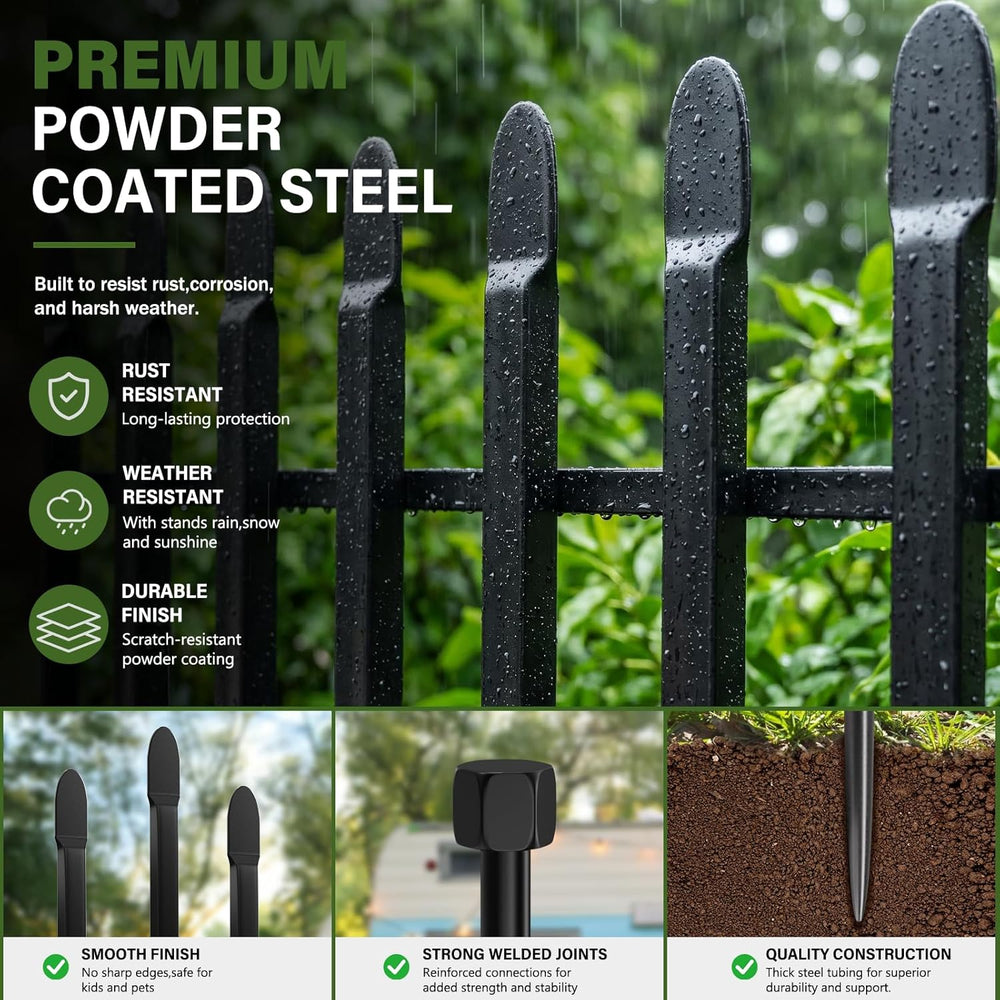 No Dig Decorative Garden Fence, 32in(H)×11ft(L), 5 Panels