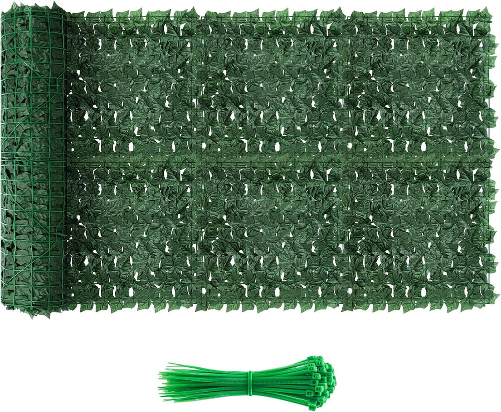 Artificial Ivy Privacy Fence Screen, 240x40 inch Dense Leaf Green Ivy Wall Pa...