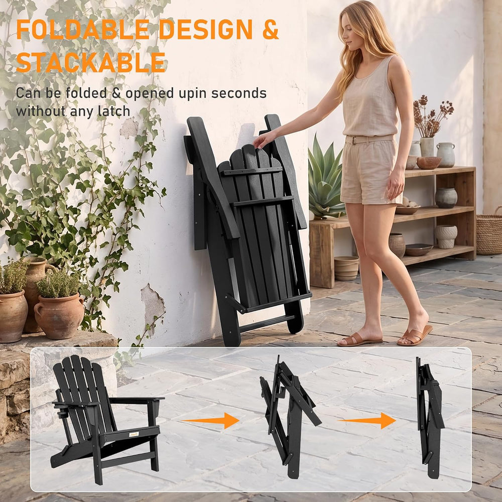 Oversized Folding Adirondack Chair, HDPE Fire Pit Chair Holds 400 LBS