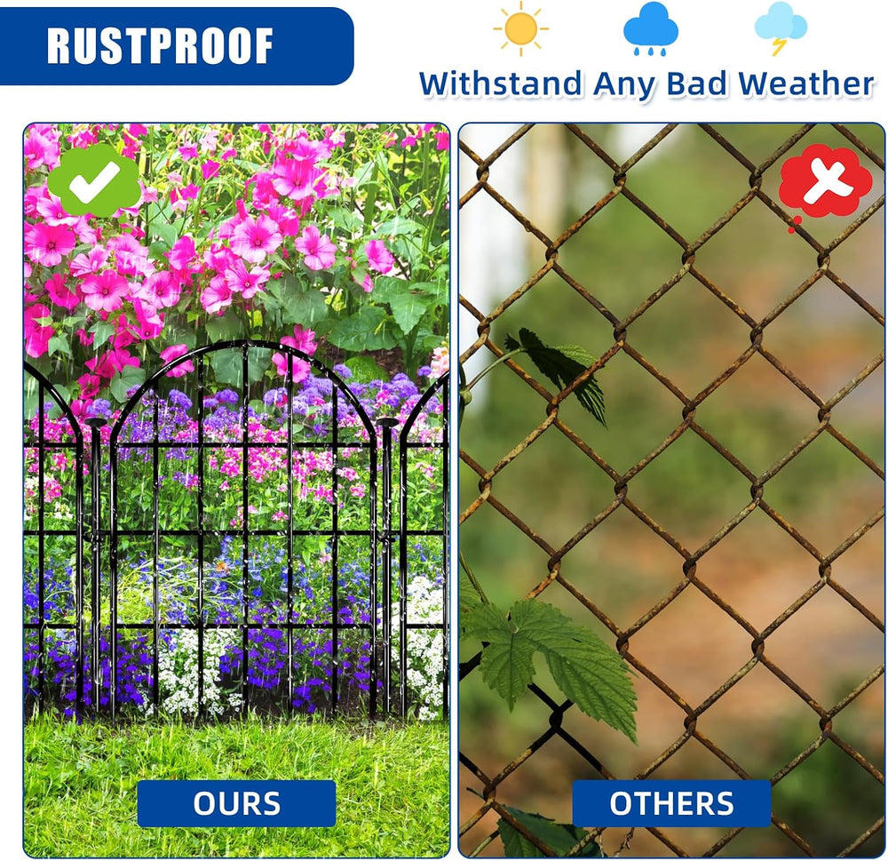 17in X 28ft Decorative Garden Fence, 26 Panels Rustproof Metal No Dig Fence, ...