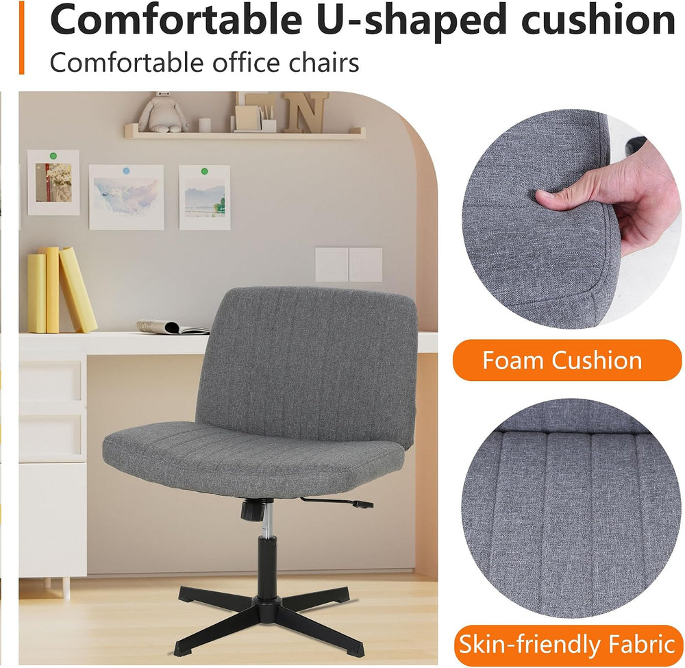 FDW | Criss Cross Chair Without Wheels | Grey | Armless Desk Chair