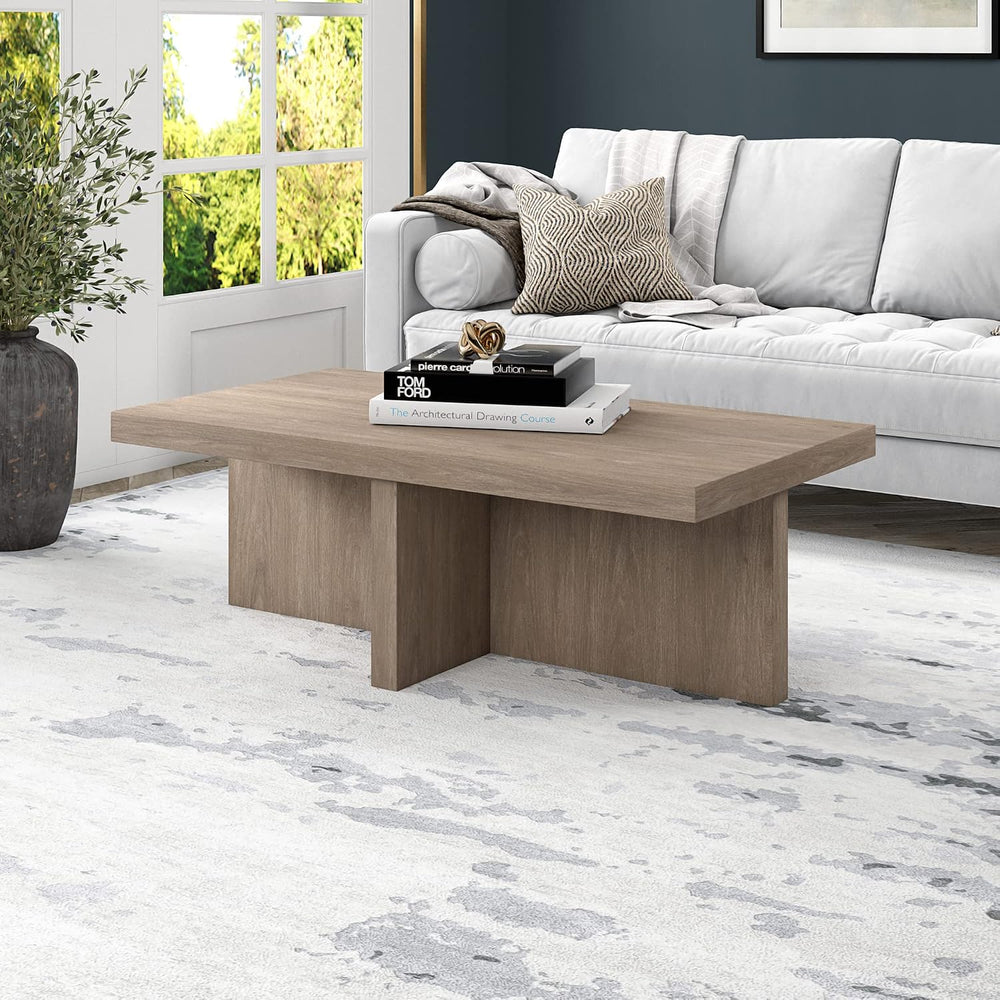 Henn&Hart 44" Scandinavian Coffee Table, Weathered Gray