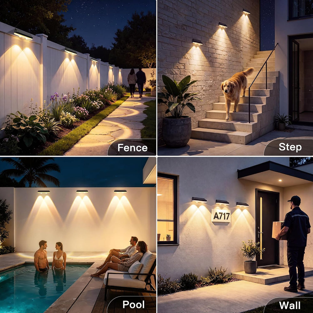 Solar Fence Lights Outdoor 12 Pack, 13 Modes RGB, IP65 Waterproof