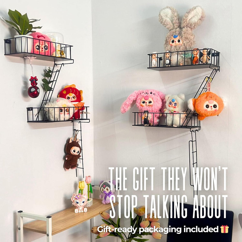 Fire Escape Shelf, 4 Tier Floating Ladder Shelf for Wall Decor & Storage