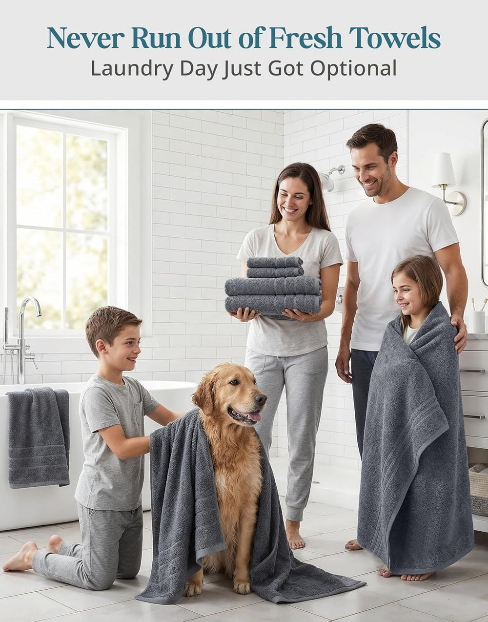 Casa Platino Bath Towel Set 100% Cotton 12 Piece Soft Absorbent - Cool Grey