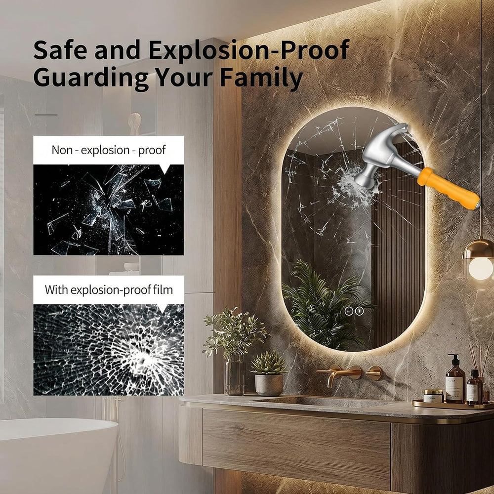 LAIYA 36X22in Oval LED Bathroom Mirror, Frameless Backlit Anti-Fog Dimmable