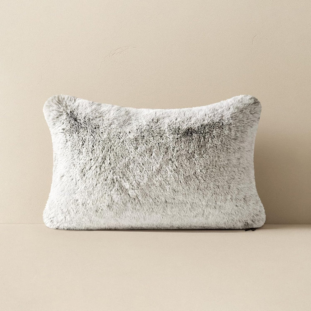 EverGrace Faux Chinchilla Fur Lumbar Pillow Cover, 12"x20", Champag...