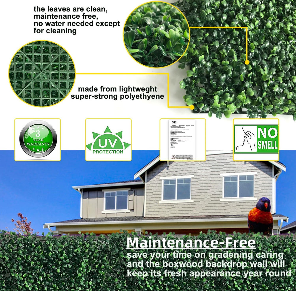 Grass Wall Panels 12Pcs 20×20 Maintenance-Free Privacy Fence Decor