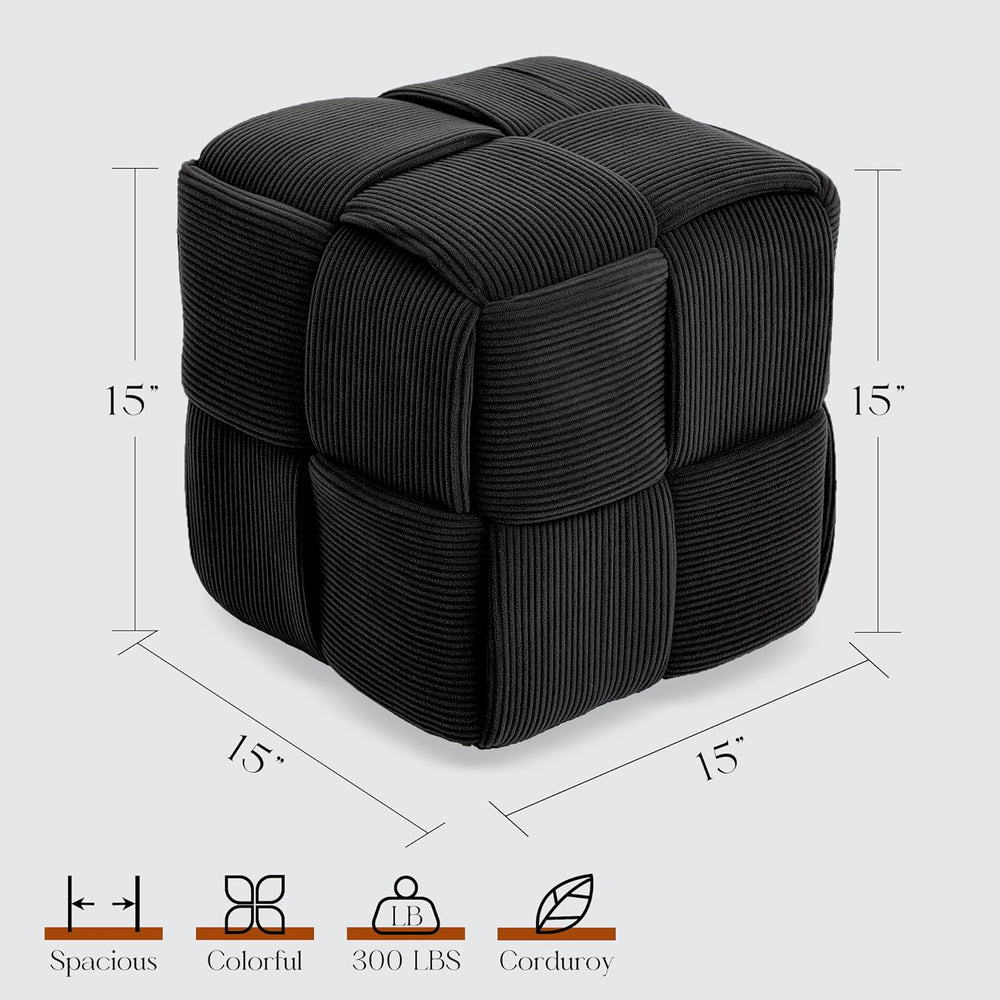Cmishe 15" Square Woven Corduroy Ottoman Footrest - Modern Vanity Stool ...