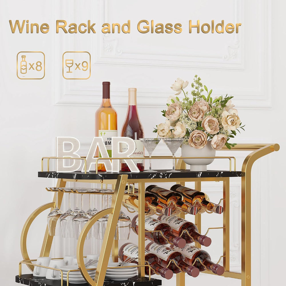 Bar Cart for Home, Home Bar Serving Cart on Wheels, 3 Tier Liquor Carts with ...