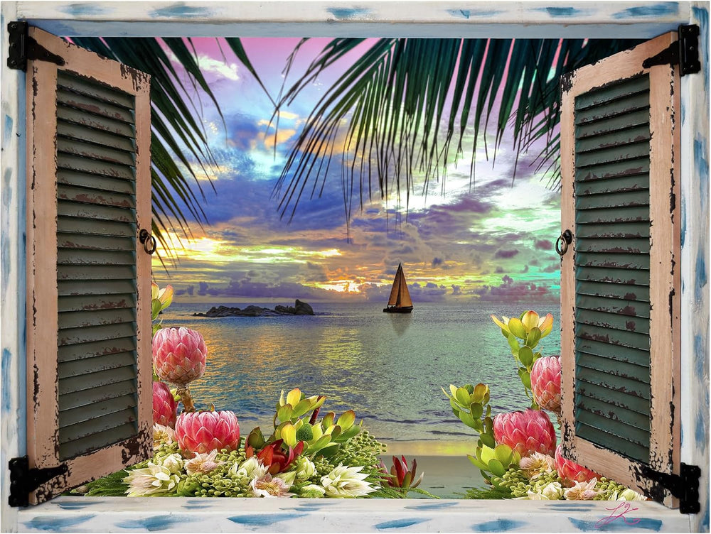 Leo Kelly 'Tropical Window to Paradise III' Canvas Art