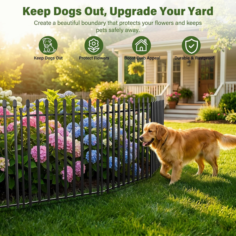 No Dig Decorative Garden Fence, 32in(H)×11ft(L), 5 Panels
