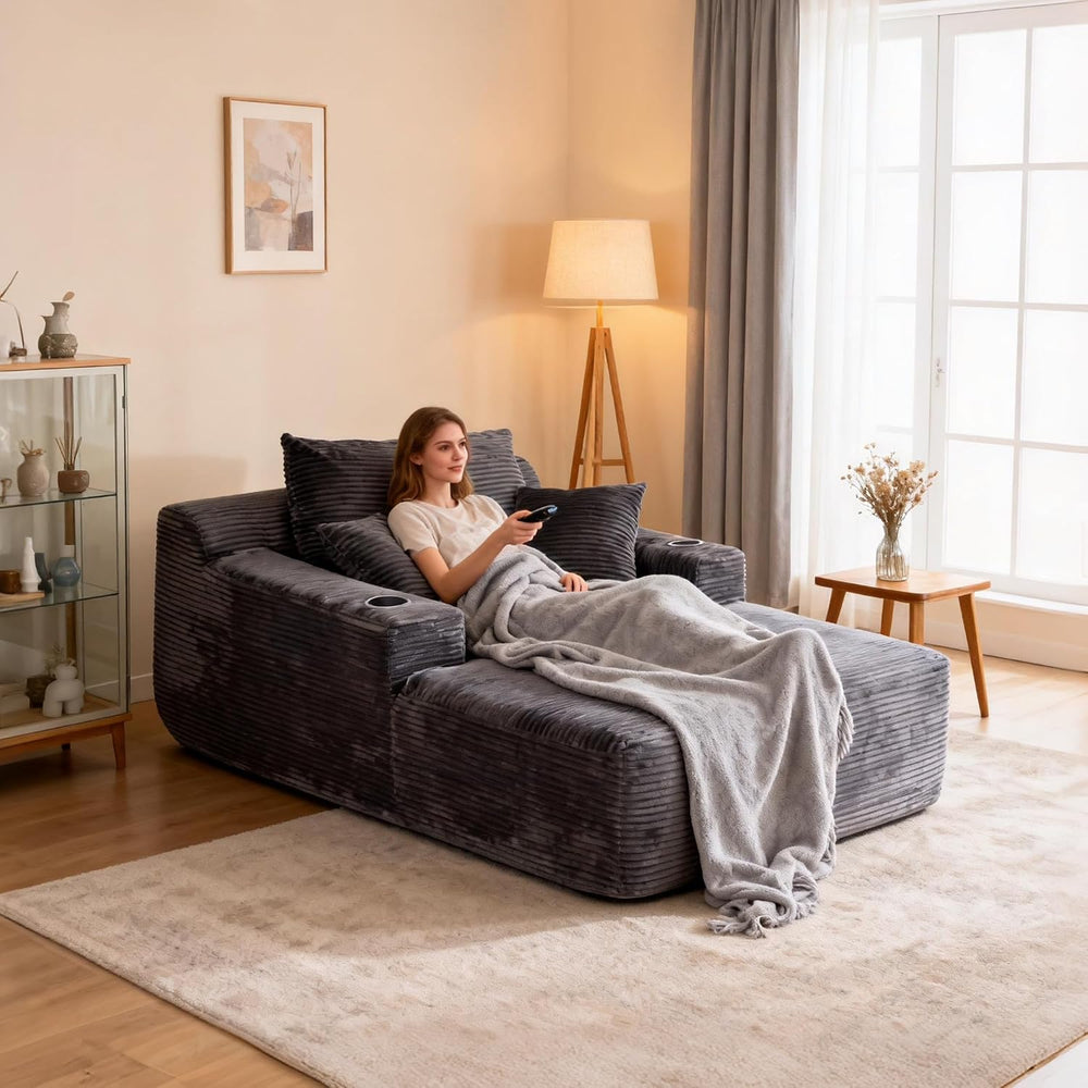 67" Oversized Chaise Lounge Chair Indoor Boneless Sofa Bed