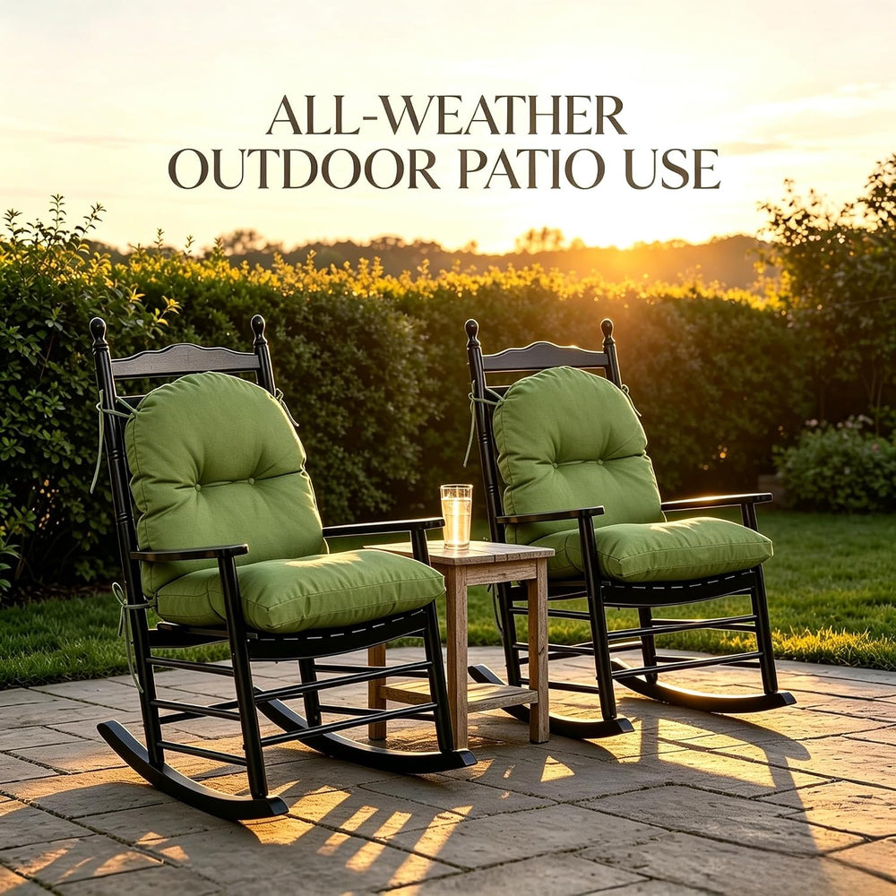 QILLOWAY Tufted Outdoor Chair Cushion Set of 2, Waterproof 43x20x4 Inch Non S...