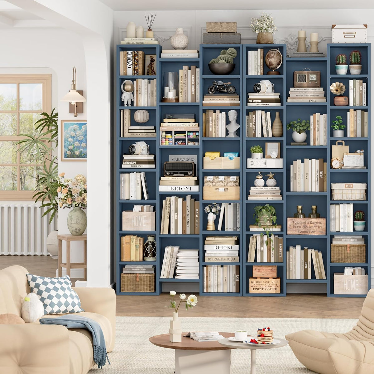 fotosok 71'' h bookshelf with 21 cubes, triple, close-up detail