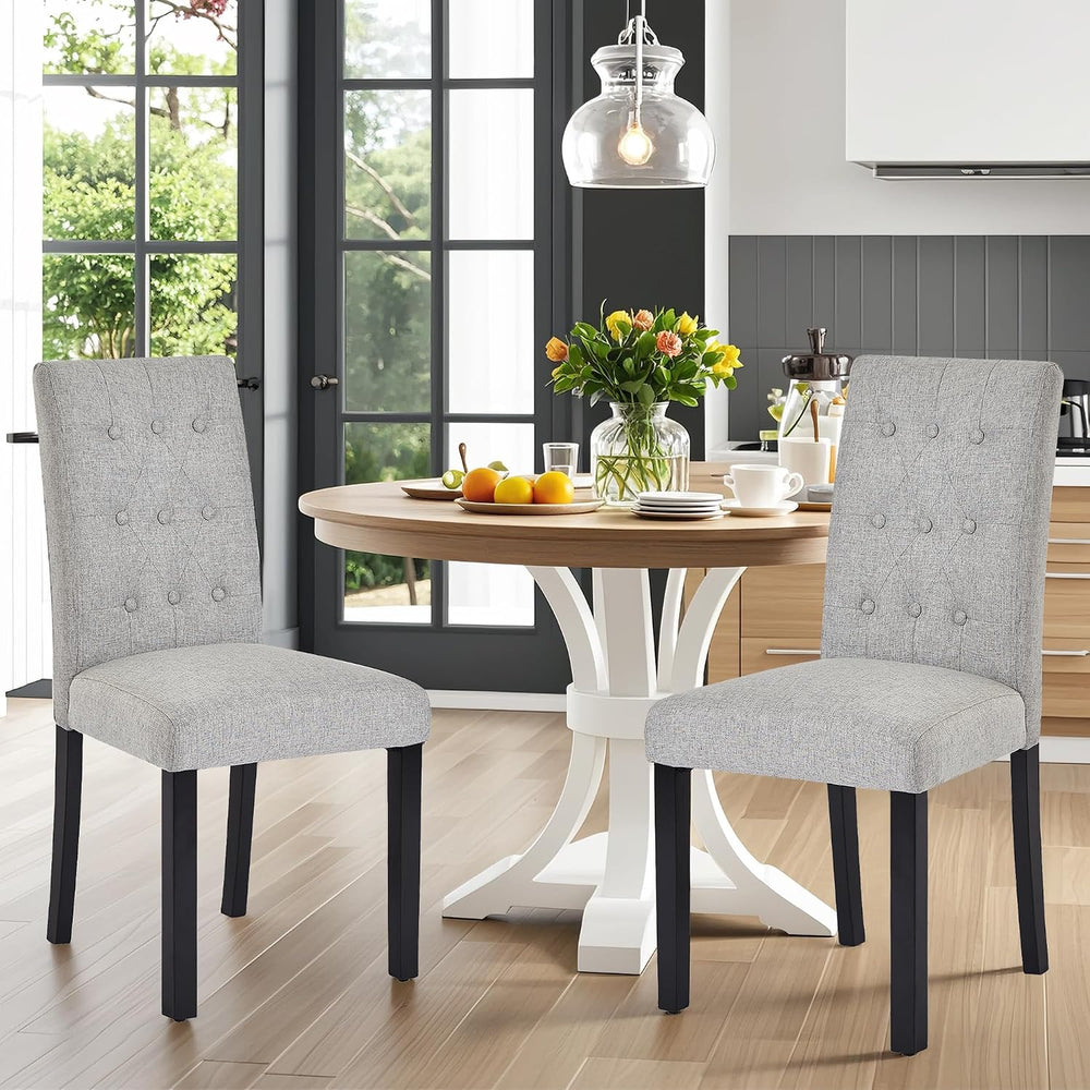 VECELO Upholstered Dining Chairs Set of 2, Button Tufted Back, Padded Seat, W...