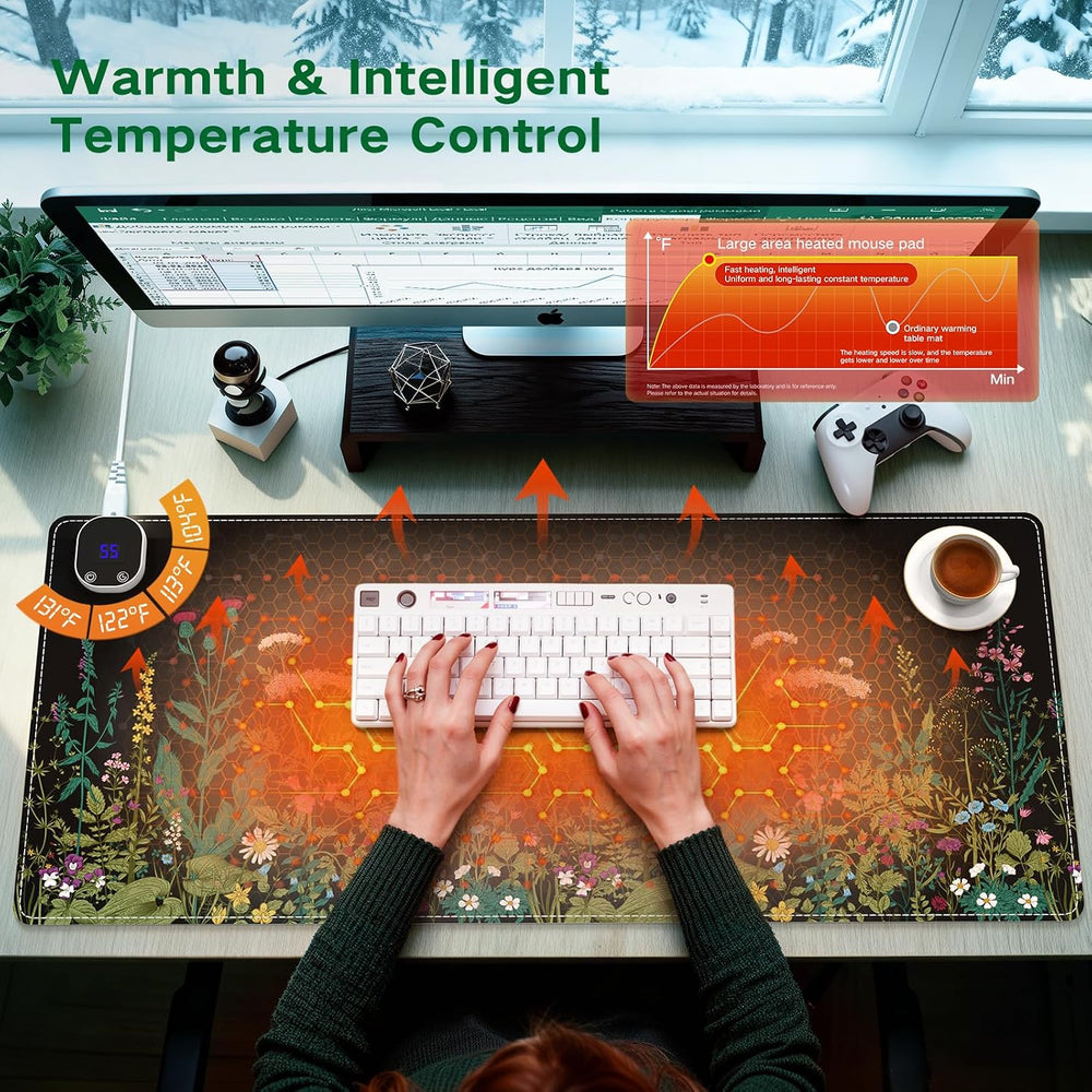 iCasso Floral Computer Pad 35.4"x15.7", Keyboard Pad for Workspace