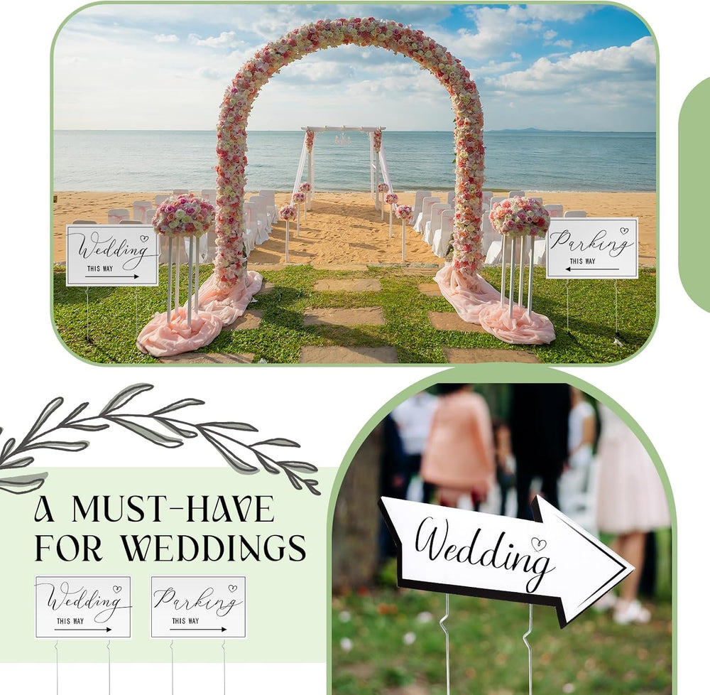 Wenqik 10 Pcs Wedding Directional Parking Signs This Way,White Classic
