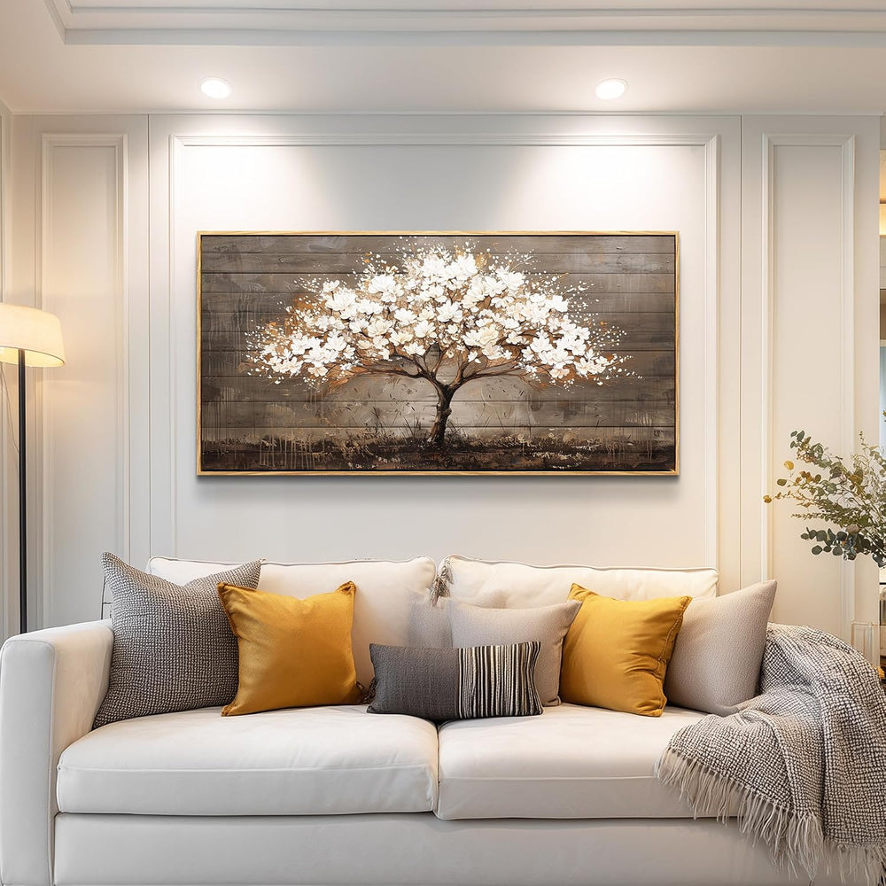 Wapluam Tree Of Life Wall Art,Neutral Abstract Canvas Painting Art Prints,Fra...