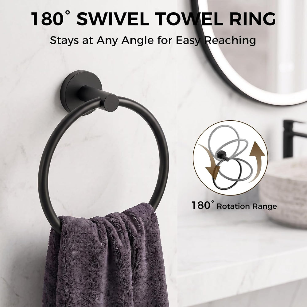 5-Piece 23.6 Inch Matte Black Bathroom Hardware Accessories Set