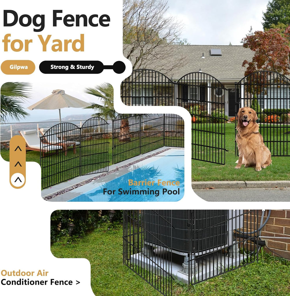 15 Panels Decorative Garden Fence with Lock, 40in (H) X 36.25ft (L) No Dig Do...